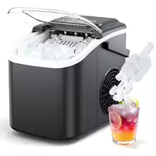 Countertop Ice Maker Machine with Handle, 26 lbs/24H, 8 Cubes in 6 Mins, Auto-Cleaning Portable Ice Maker Machine for Home RV
