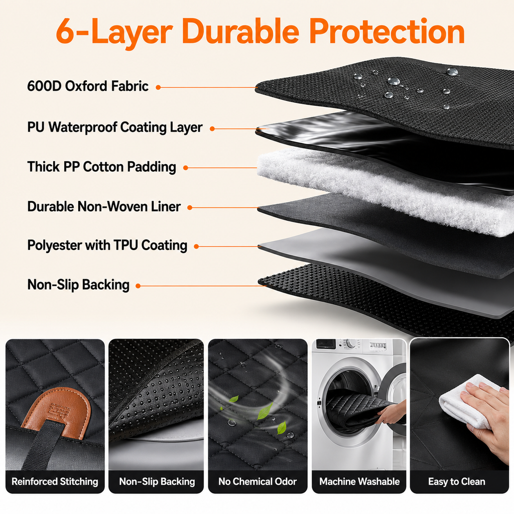 YVDKL pet dog car seat cover, 100% waterproof, hammock style design, 600D high-strength scratch resistant anti slip durable soft backrest, suitable for cars and SUVs