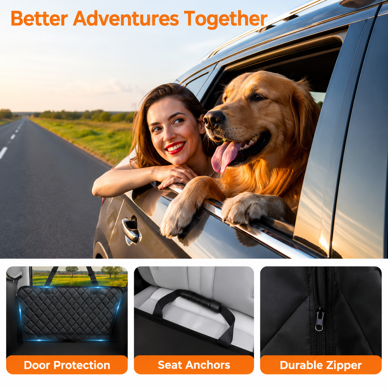 YVDKL pet dog car seat cover, 100% waterproof, hammock style design, 600D high-strength scratch resistant anti slip durable soft backrest, suitable for cars and SUVs