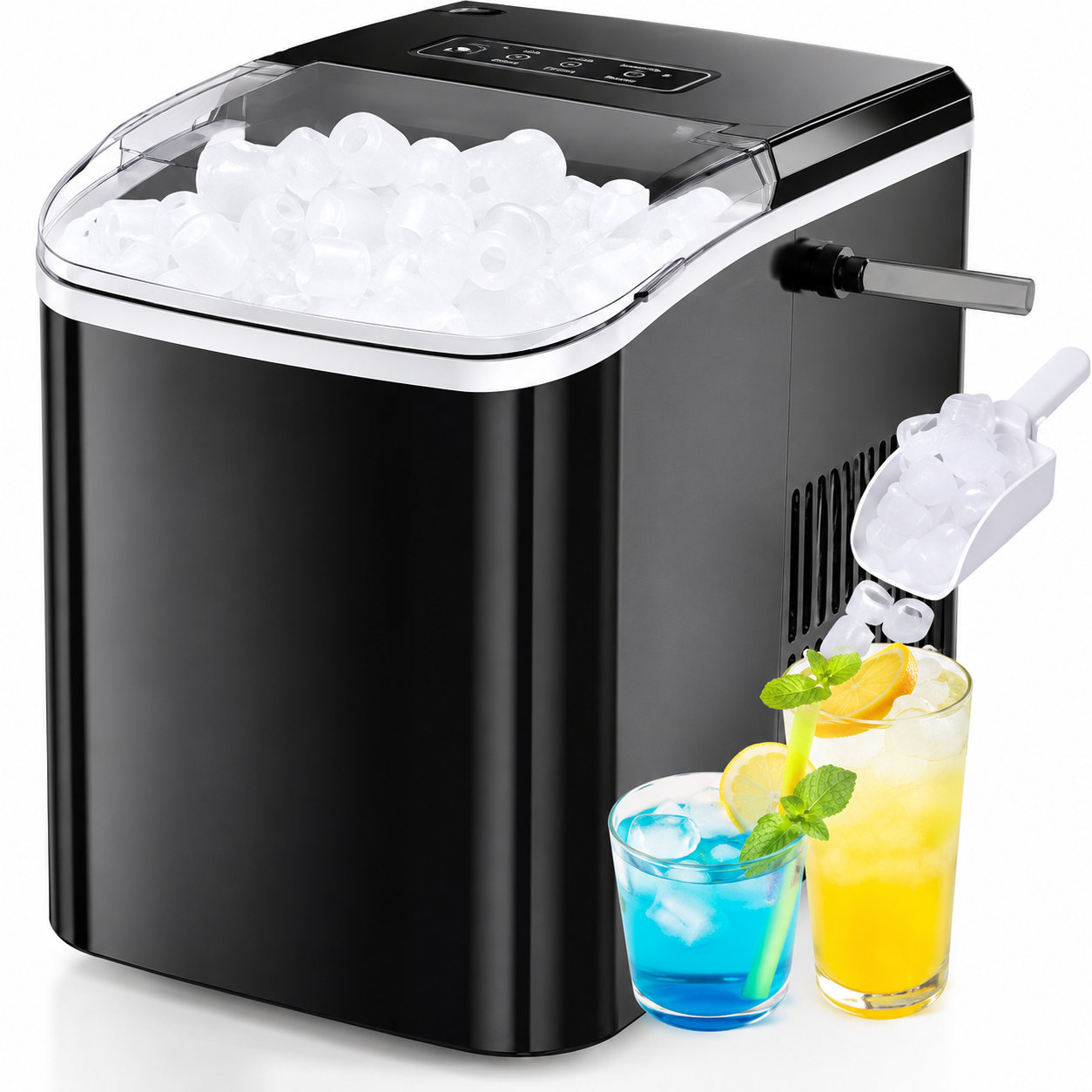 Portable Countertop Ice Maker, 26lbs/24H, 9 Cubes in 6 Mins, Self-Cleaning, Quiet for Home Kitchen RV Camping, short title baniye deo